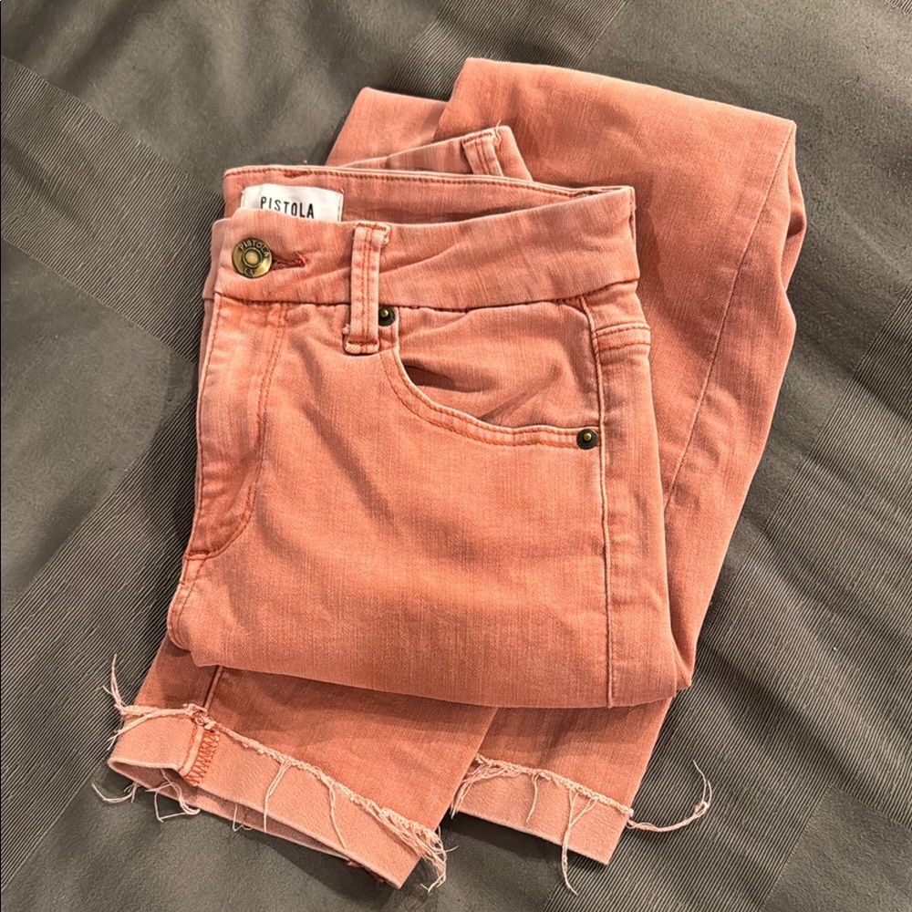 Pistola Pink Frayed Hem Jeans